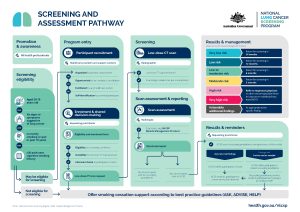 Infographic depicting the screening and assessment pathway for the NLCSP.